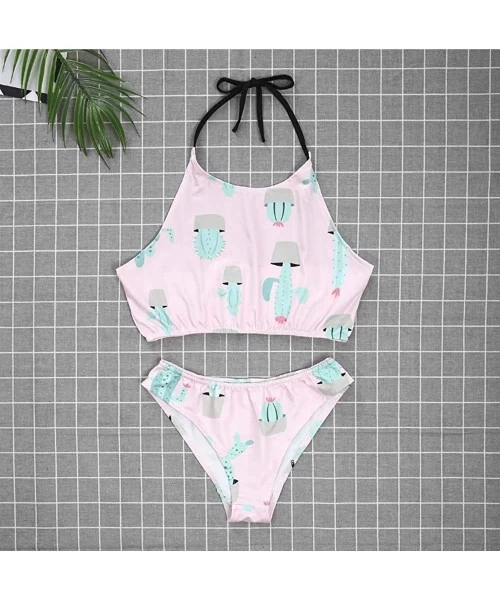 Sets Mommy and Me Cactus Print Bathing Suit Family Matching Strappy Halter Swimsuit Adjustable Straps Swimwear Bikini Sets - ...