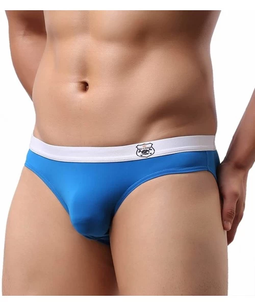 Briefs Men's Fashion Swim Briefs Smooth Nylon Fabrics Quick-Drying Underwear B1141 - Black/Yellow/Blue - CA12GP5X9LR