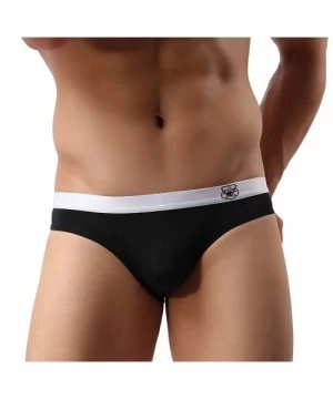 Briefs Men's Fashion Swim Briefs Smooth Nylon Fabrics Quick-Drying Underwear B1141 - Black/Yellow/Blue - CA12GP5X9LR