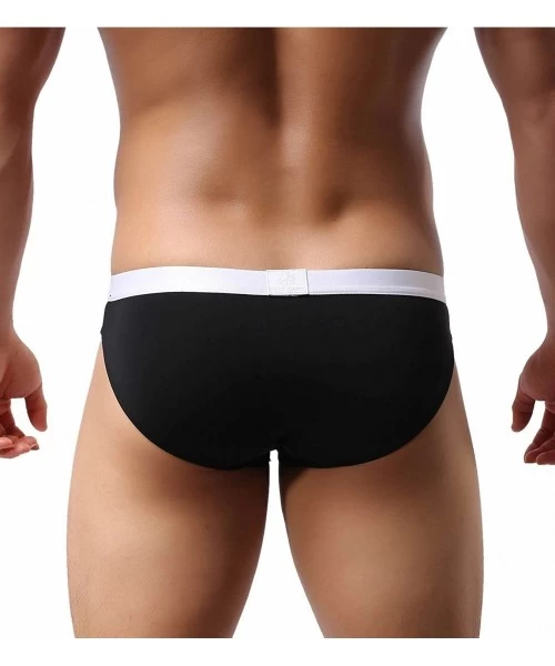 Briefs Men's Fashion Swim Briefs Smooth Nylon Fabrics Quick-Drying Underwear B1141 - Black/Yellow/Blue - CA12GP5X9LR