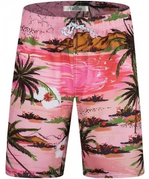 Board Shorts Men's Swim Trunks Quick Dry Board Shorts Beach Holiday Swimwear Print Bathing Suit L2 - 37 Pink - CT18WWGY56R