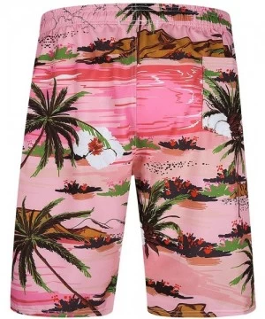 Board Shorts Men's Swim Trunks Quick Dry Board Shorts Beach Holiday Swimwear Print Bathing Suit L2 - 37 Pink - CT18WWGY56R