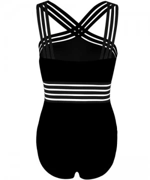 One-Pieces Women's One Piece Swimwear Front Crossover Swimsuits Hollow Bathing Suits Monokinis - Black - CD18E7NSMYH