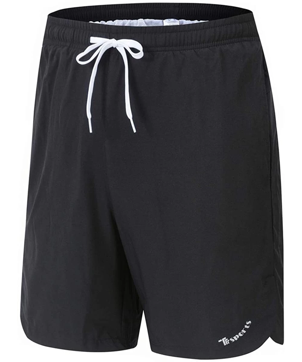 Trunks Men's Quick Dry Beach Shorts Swim Trunks with Mesh Lining - Black - CF18L0UKM0C