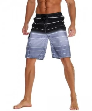 Trunks Men's Swim Trunks Colortful Striped Beach Board Shorts with Lining - Gray - CY184IAK3CK