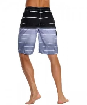 Trunks Men's Swim Trunks Colortful Striped Beach Board Shorts with Lining - Gray - CY184IAK3CK