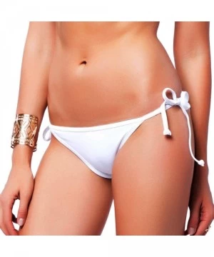 Bottoms Women's Sexy Low Cut Bikini Bottom Tie Sides Thongs Cheeky Booty T-Back Ladies Swimsuit - White - C918322YG60