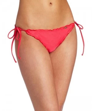 Tankinis Women's Cosita Buena Wavy Tie-Side Brazilian Bikini Bottom - Lipstick Red - CK116AUPEKL