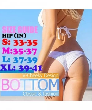 Bottoms Women's Sexy Low Cut Bikini Bottom Tie Sides Thongs Cheeky Booty T-Back Ladies Swimsuit - White - C918322YG60