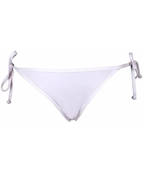 Bottoms Women's Sexy Low Cut Bikini Bottom Tie Sides Thongs Cheeky Booty T-Back Ladies Swimsuit - White - C918322YG60