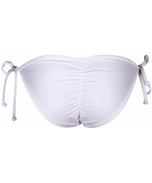 Bottoms Women's Sexy Low Cut Bikini Bottom Tie Sides Thongs Cheeky Booty T-Back Ladies Swimsuit - White - C918322YG60