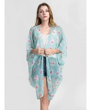 Cover-Ups Pastel Seaside Trip Shawl Scarf Bikini Wrap Sunscreen Cover Up - Turquoise - C318QMQ2DUS