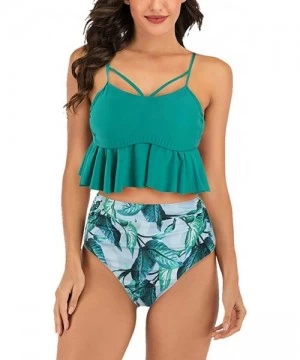 Sets Women's High Waisted Sunflower Print Ruffle Bikini Swimsuit Set Tankini Flounce Two Pieces Bathing Suits with Underwire ...