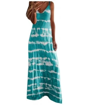 Cover-Ups Long Summer Dresses for Women-Womens Gradient Color Block Tie-Dyed V Neck Sleeveless Loose Long Maxi Dresses - Y2-s...