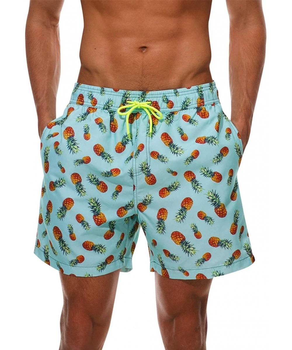 Board Shorts Men's Quick Dry Swim Trunks Mesh Liner Bathing Suit Beach Short with Pockets - Pineapple - CY18QL7YQQI