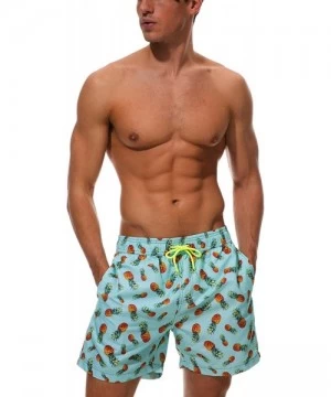 Board Shorts Men's Quick Dry Swim Trunks Mesh Liner Bathing Suit Beach Short with Pockets - Pineapple - CY18QL7YQQI