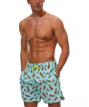 Board Shorts Men's Quick Dry Swim Trunks Mesh Liner Bathing Suit Beach Short with Pockets - Pineapple - CY18QL7YQQI