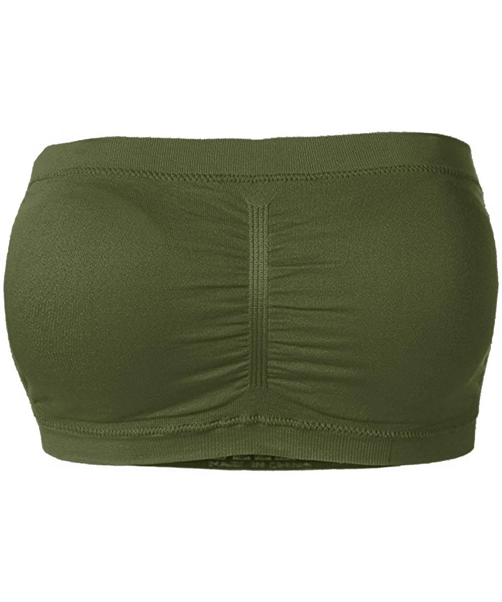 Tops Women's Padded Bandeau Bra Bikini Tube Top - Padded_olive - C718O00WEG0