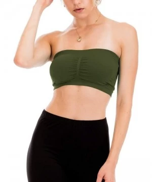 Tops Women's Padded Bandeau Bra Bikini Tube Top - Padded_olive - C718O00WEG0