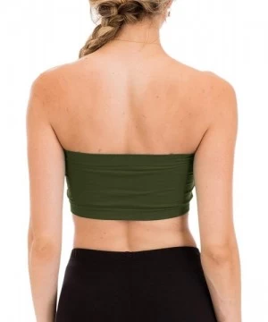 Tops Women's Padded Bandeau Bra Bikini Tube Top - Padded_olive - C718O00WEG0