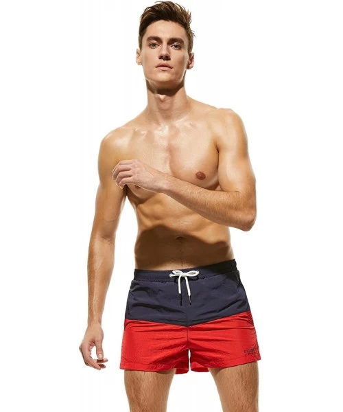 Board Shorts Mens Low Rise Sports Short Swimwear Board Shorts - 81307 Nvy/Red - C218E8I7ETI