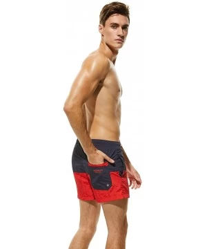 Board Shorts Mens Low Rise Sports Short Swimwear Board Shorts - 81307 Nvy/Red - C218E8I7ETI