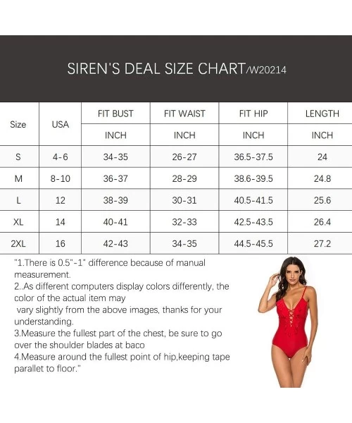 One-Pieces Women's Deep V Neck One Piece Swimsuit Ruffled Lace Up Monokini Solid Bathing Suit - Red - CK19443WI79