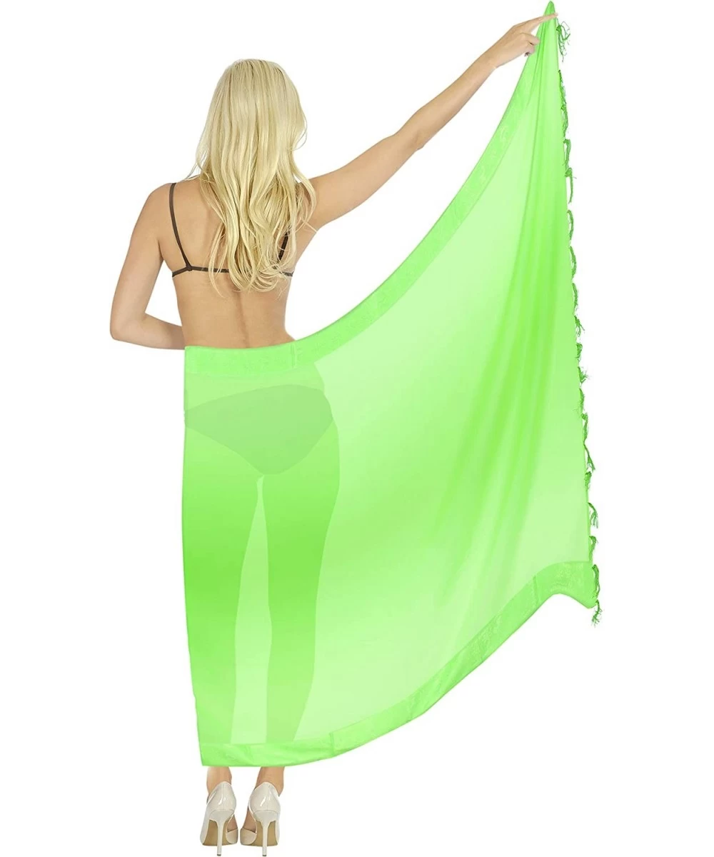 Cover-Ups Women's Beach Cover Up Bikini Sarong Swimsuit Wrap Skirts Full Long B - Green_y787 - C818T5M7XND