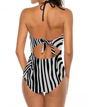 One-Pieces Van Gogh Pattern 1 Women One Piece Plunge Monokini Sexy Hollow Lace Out Bikini Swimsuits Bathing Suit - Zebra Stri...