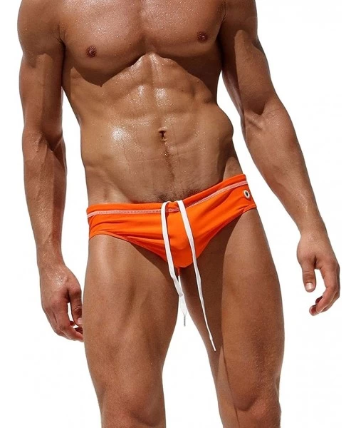 Briefs Men's Beach Swimming Brief Swimsuit Bikini Underwear - Orange - CH18E3GCNQY