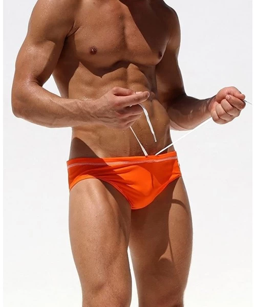 Briefs Men's Beach Swimming Brief Swimsuit Bikini Underwear - Orange - CH18E3GCNQY