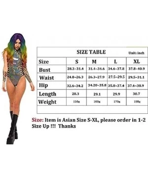 One-Pieces Women Hologram One Piece Bodysuit Metallic Rave Festival Silver Swimsuit - Black - CL18TSTD6KA