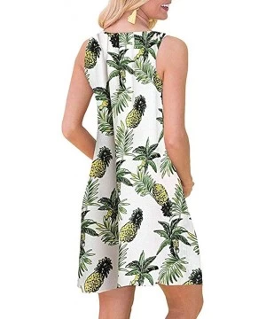 Cover-Ups Summer Dresses for Women Beach Floral Tshirt Sundress Sleeveless Pockets Casual Loose Tank Dress - Pineapple - CM18...