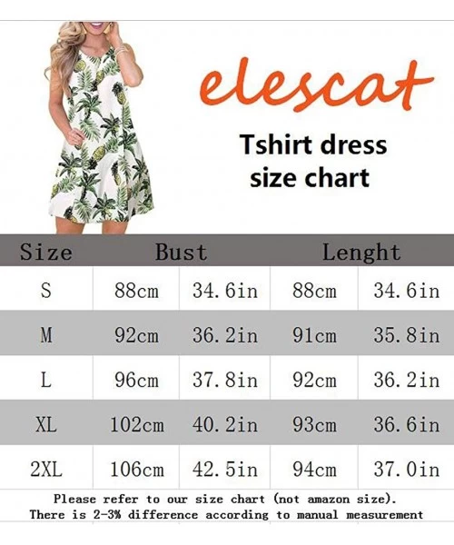 Cover-Ups Summer Dresses for Women Beach Floral Tshirt Sundress Sleeveless Pockets Casual Loose Tank Dress - Pineapple - CM18...