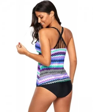 Tankinis Swimsuits for Women│Vibrant Ethnic Print Two Piece Tankini Set│Bathing Suits Sports Swimwear - Purple-410574-8 - CT1...