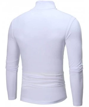 Rash Guards Autumn/Winter Men's Bottoming Shirt High Collar Long-Sleeved Warm Sweater - White - C118AW9LZ7K