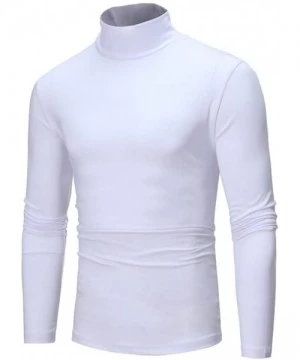 Rash Guards Autumn/Winter Men's Bottoming Shirt High Collar Long-Sleeved Warm Sweater - White - C118AW9LZ7K