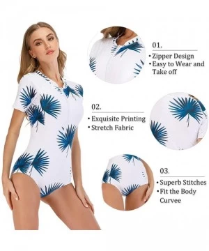 One-Pieces Women's Athletic One-Piece Swimsuits Rash Guard Racing Water Exercises Bathing Suit - Color Leaf - C819CK5RYNC