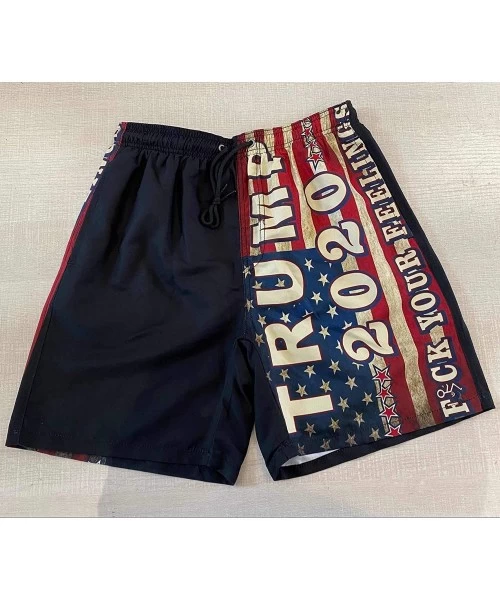 Board Shorts Trump 2020 Fuck Your Feelings USA Flag Mens Printing Beach Shorts Swim Trunk Quick Dry - Trump-1 - CM18L0WTG74