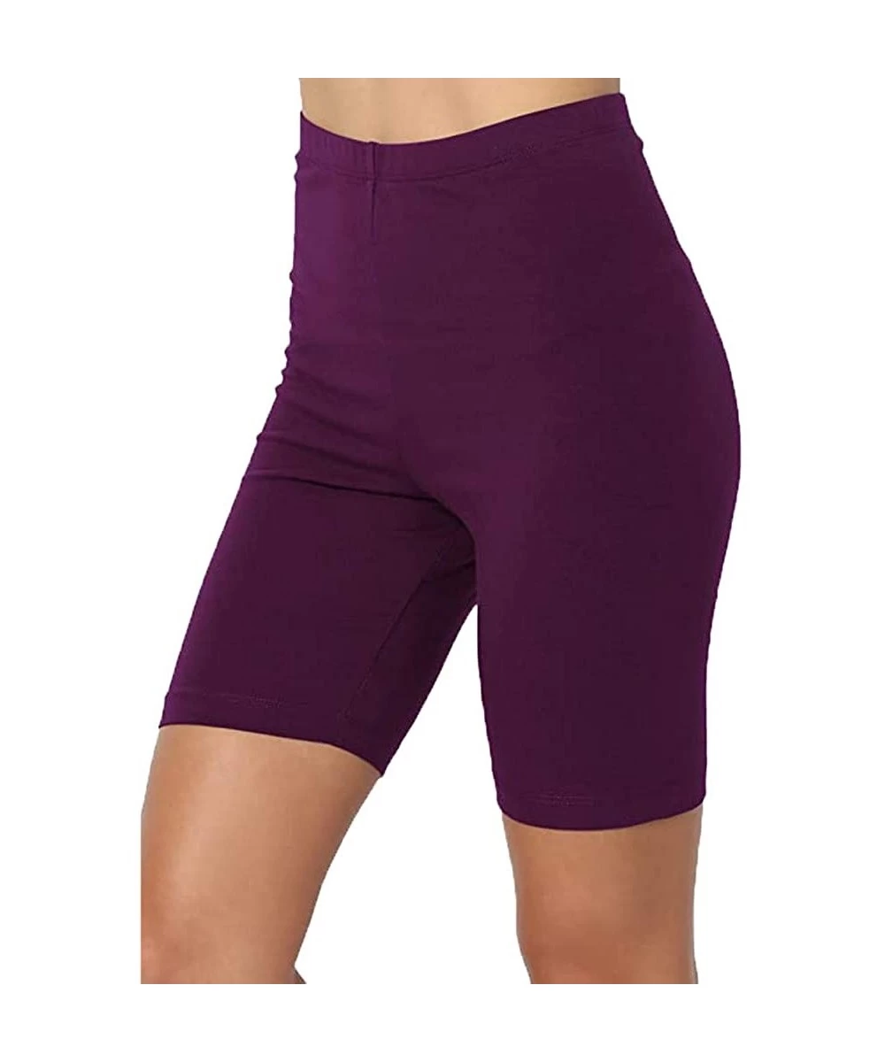 Cover-Ups Yoga Shorts for Women- High Waist Workout Running Compression Elastic Closure Yoga Pants - Purple - CJ1906TTEO6