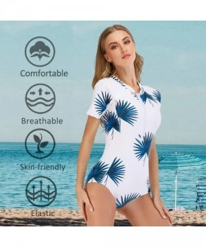 One-Pieces Women's Athletic One-Piece Swimsuits Rash Guard Racing Water Exercises Bathing Suit - Color Leaf - C819CK5RYNC