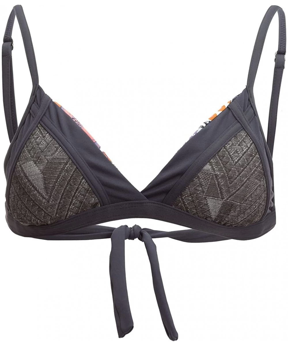 Tops Women's Jacquard Nights Reversible Fixed Triangle Bikini Top - Dark Grey - CX12MZRG1LR