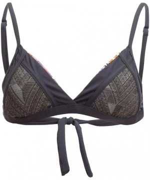 Tops Women's Jacquard Nights Reversible Fixed Triangle Bikini Top - Dark Grey - CX12MZRG1LR