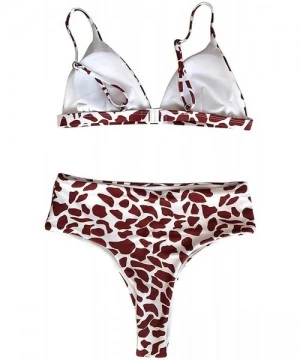 Sets Women Leopard Snakeskin Zebra Printed Padded Push up High Waisted Two Piece Bikini Sets Swimsuits - Coffeewhite - CN18S7...