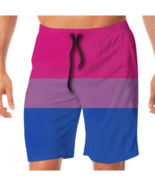 Board Shorts Men Beach Shorts Swim Trunks Baseball Stitches Softball Laces Swimsuit Pants - Bisexual Pride Flag Stripe - CX19...