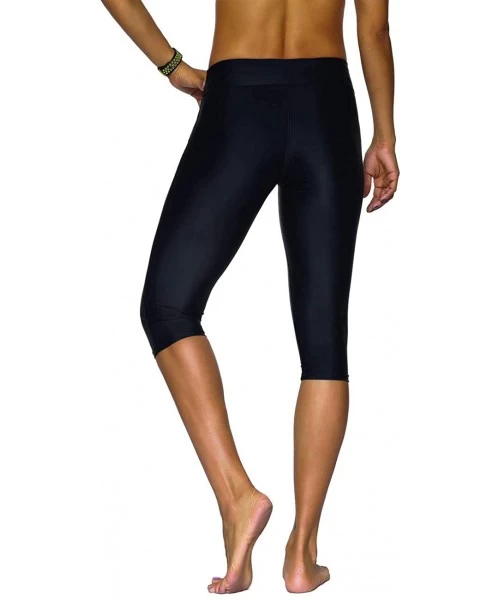 Board Shorts Women's Swimwear Capri Quick Dry Stretch Water Sports Leggings - Black - CF18DQMLW56