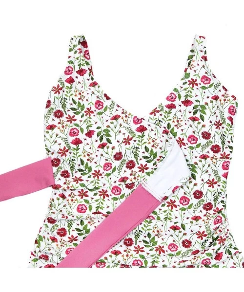 One-Pieces Women's Wrap One Piece Swimsuit UPF 50+ Sun Protection - Multiple Colors - Floral Garden - CD19C6HWDX0