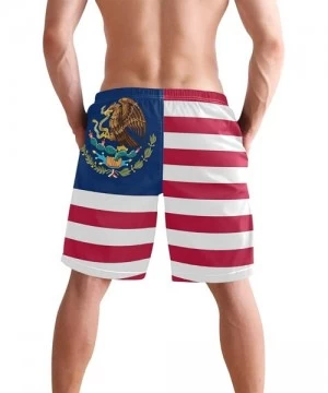 Racing Men's Swim Trunks USA Thin Blue Wave Flag Quick Dry Beach Board Shorts with Pockets - Mexican Usa Flag - CK18QHHZLRD