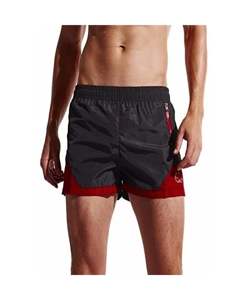 Racing Men's Short Swim Trunks Solid Quick Dry Board Short Casual Summer Surfing Water Beach Short Zulmuliu - Black - C318NNW...