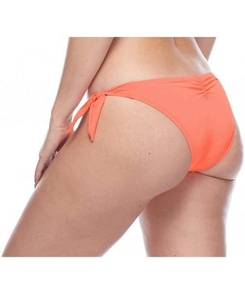 Bottoms Women's Sash Tie Side Med Bikini Bottom Swimwear - Apricot - CR18Z05SS5A